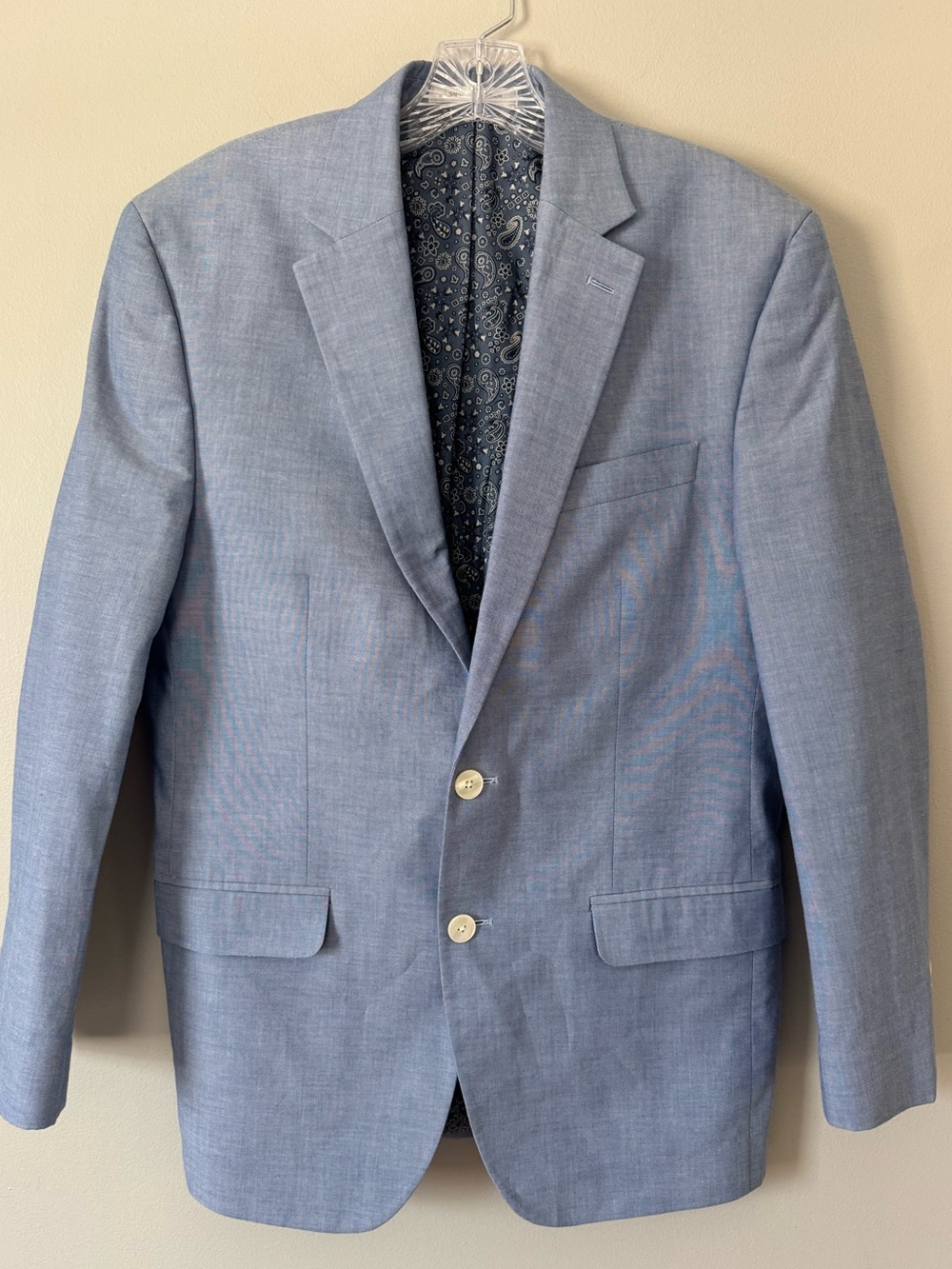 Ralph Lauren 100% Cotton Summer Blazer Lightweight 2 button Chambray Blue 38R